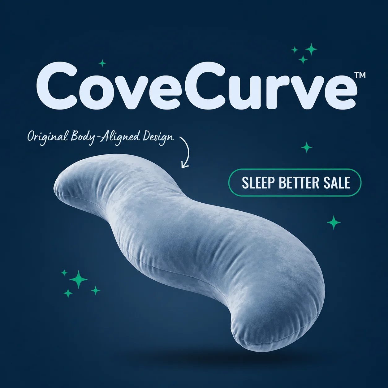 CoveCurve Body Align Pillow — curved full-body pillow in Mist